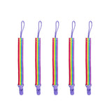 Set de 5 agatatori de prins suzeta cu clips, multicolor