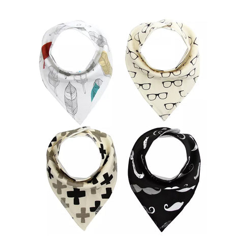 Set de 4 bucăți bavețică copii, alb/negru/crem