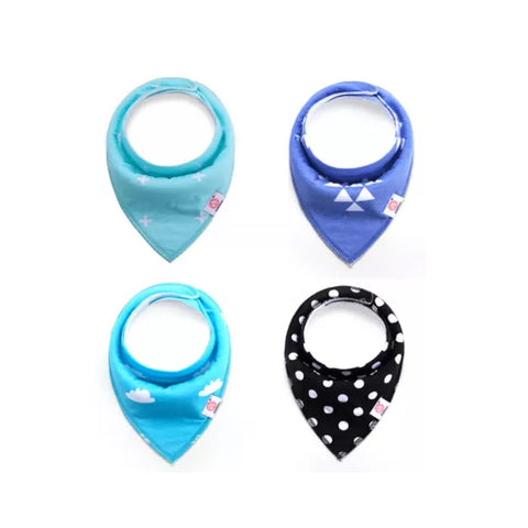 Set de 4 bucăți bavetică copii, albastru/negru