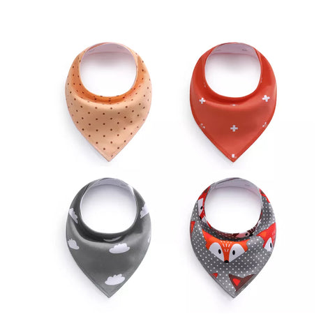Set de 4 bucăți bavețică copii, roșu/portocaliu/gri