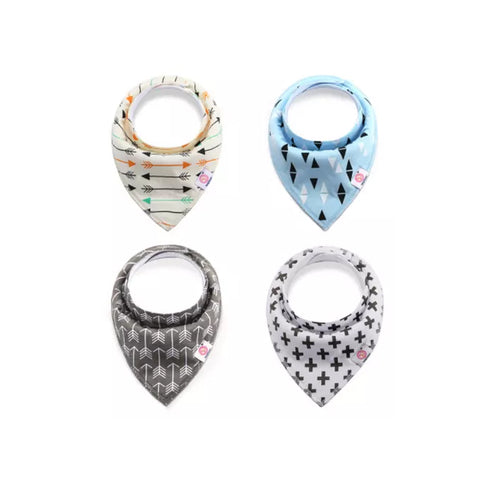 Set de 4 bucăți bavețică copii, albastru/alb/gri