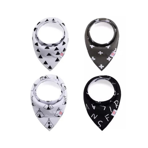 Set de 4 bucăți bavețică copii, alb/negru