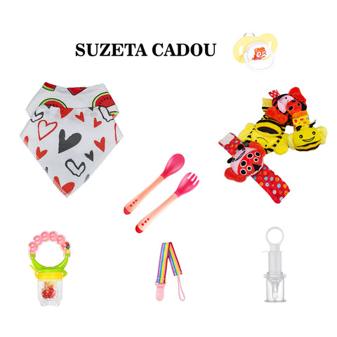 Set pentru bebelusi, rosu cu galben, 6 piese