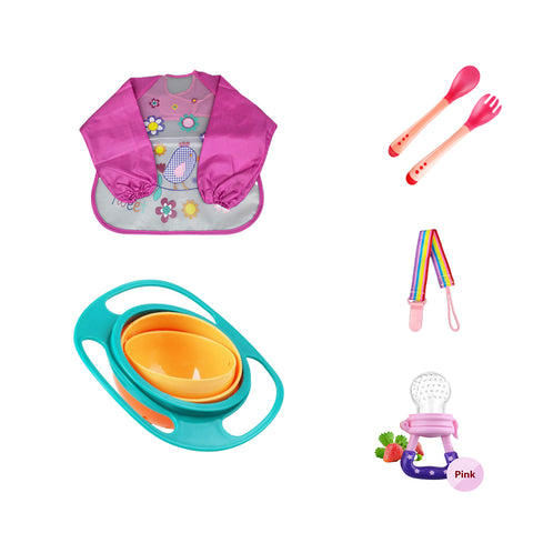 Set pentru bebelusi, roz, 5 piese