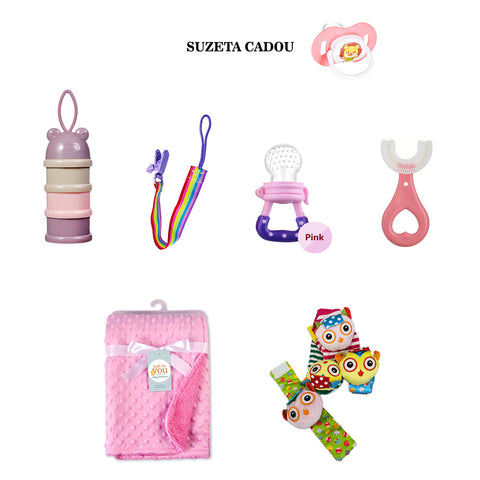 Set pentru bebelusi, roz, 6 piese