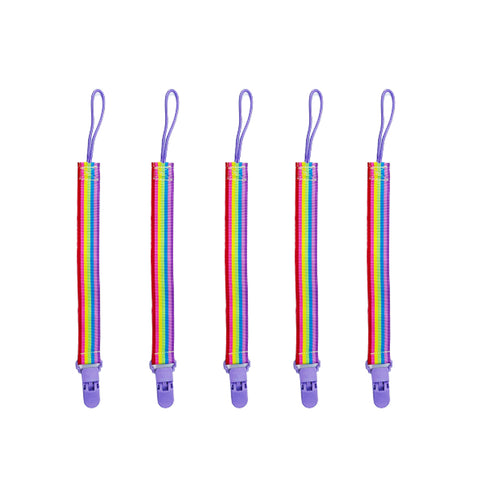 Set de 5 agățători de prins suzeta cu clips, multicolor