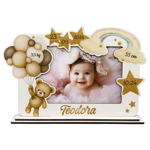 Rama foto personalizabila, ursulet maro, 24*17 cm