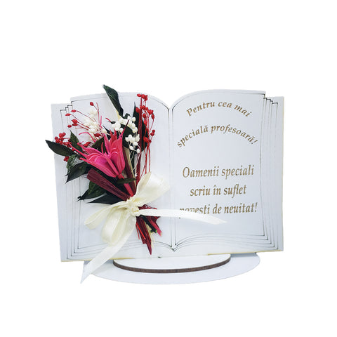 Carte pentru profesoara cu flori uscate, 12*9 cm
