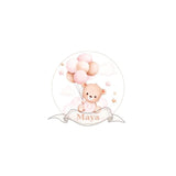 Marturie pentru botez, magnet cu ursulet, roz, 8*8 cm